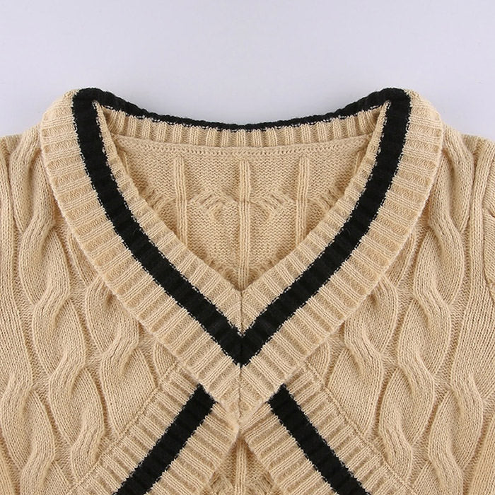 Coffee Cream Cropped Sweater - Vedlit