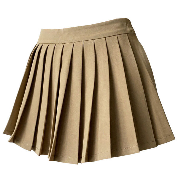 Coffee Cream Pleated Skirt - Vedlit