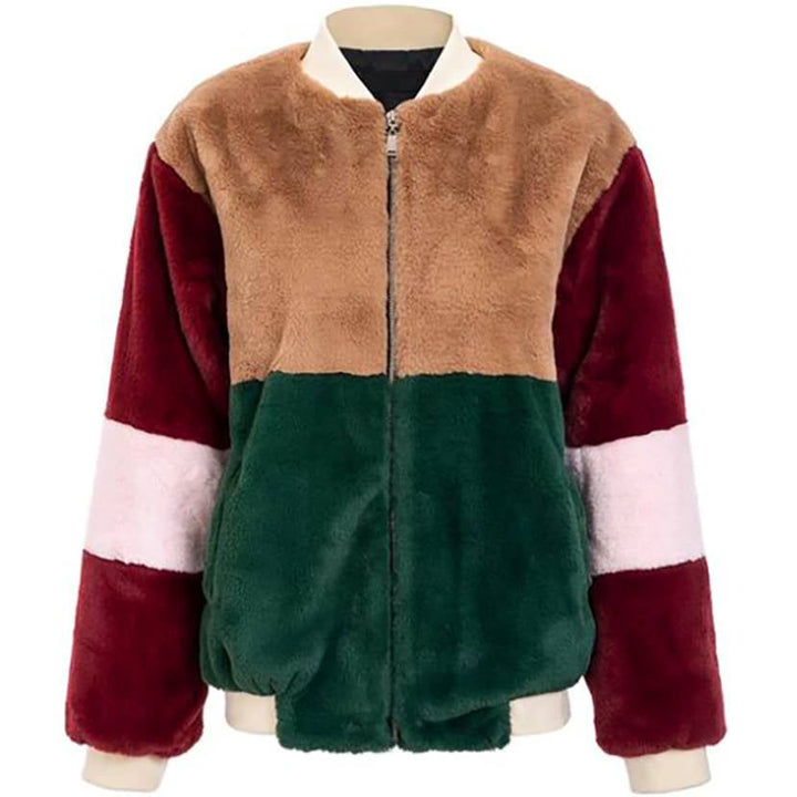 Color Block Fuzzy Jacket - Vedlit