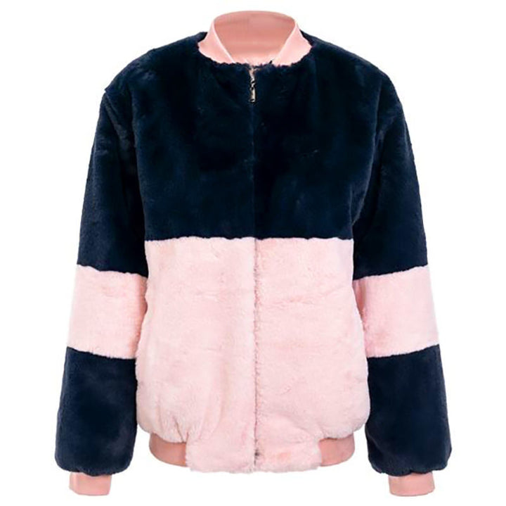 Color Block Fuzzy Jacket - Vedlit