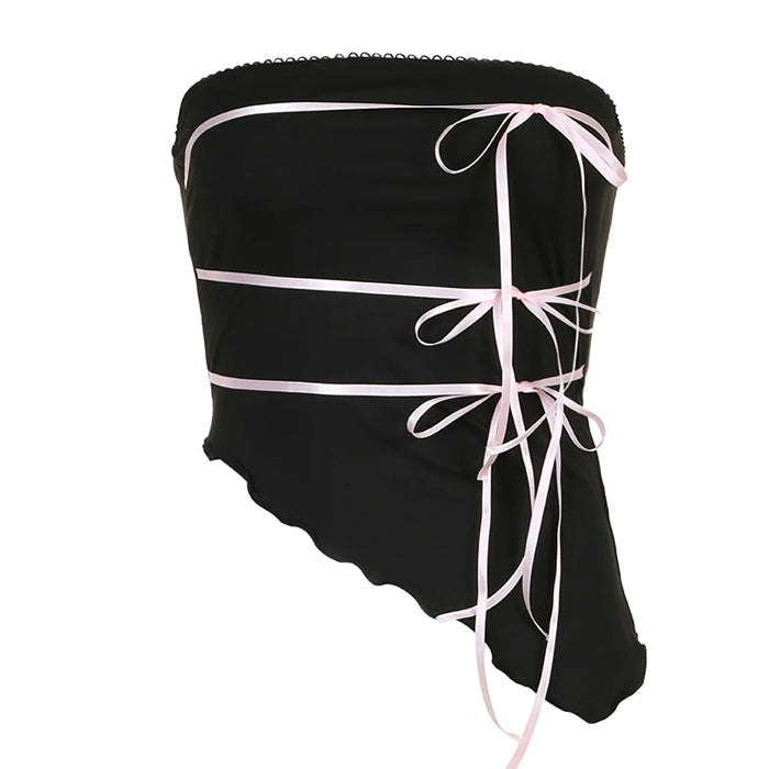 Coquette Aesthetic Bow Tube Top - Vedlit