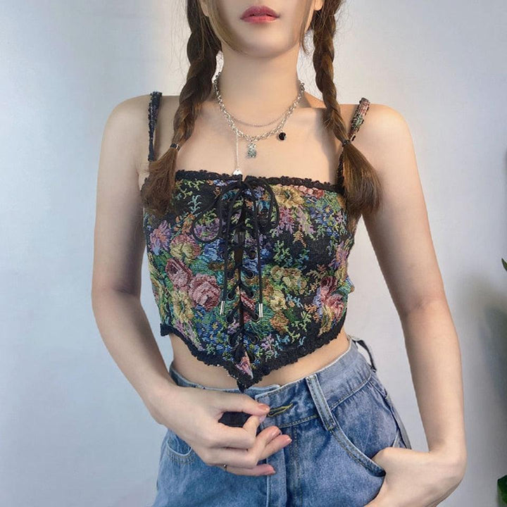Cottagecore Lace Detailed Corset Top - Vedlit