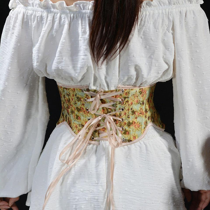 Cottagecore Ribbon Lace Up Waist Corset - Vedlit
