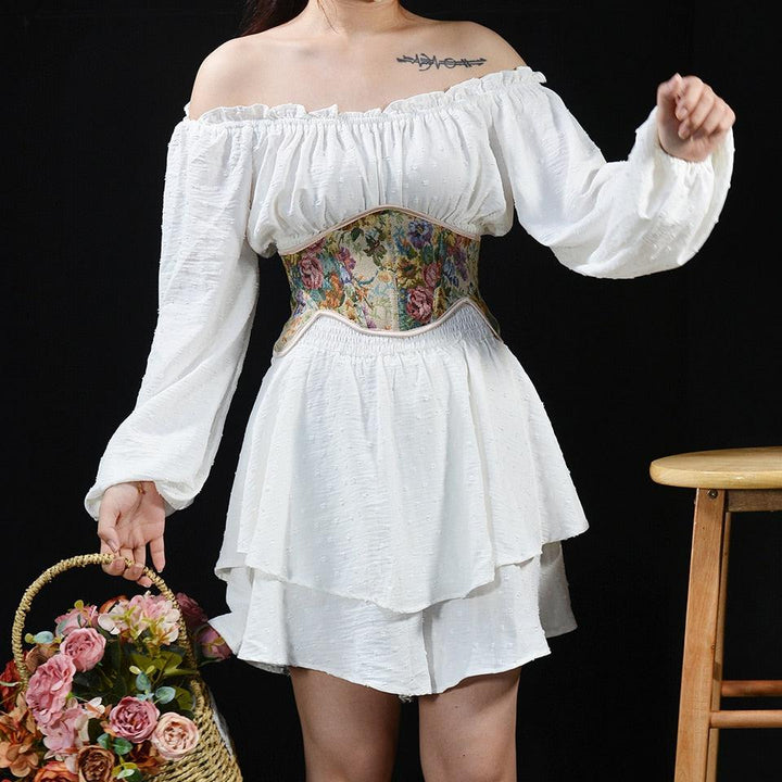 Cottagecore Ribbon Lace Up Waist Corset - Vedlit
