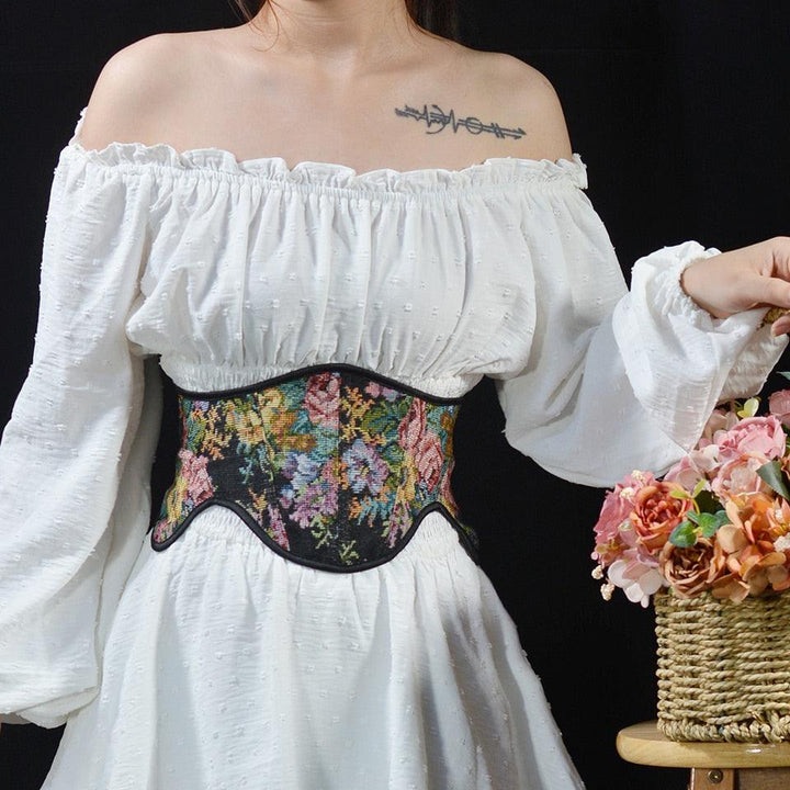 Cottagecore Ribbon Lace Up Waist Corset - Vedlit