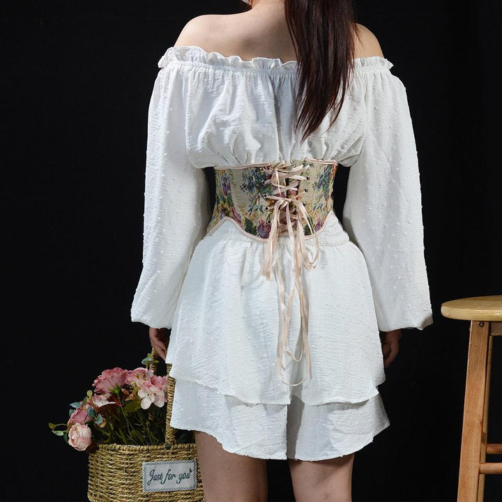 Cottagecore Ribbon Lace Up Waist Corset - Vedlit