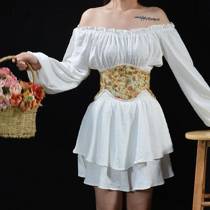 Cottagecore Ribbon Lace Up Waist Corset - Vedlit