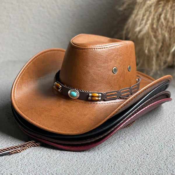 Cowgirl Adjustable Faux Leather Western Hat - Vedlit