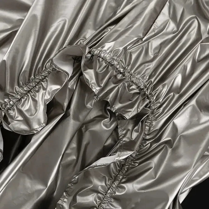 Cyberpunk Ruched Parachute Maxi Skirt - Vedlit