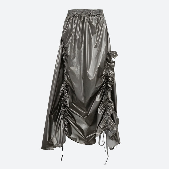 Cyberpunk Ruched Parachute Maxi Skirt - Vedlit