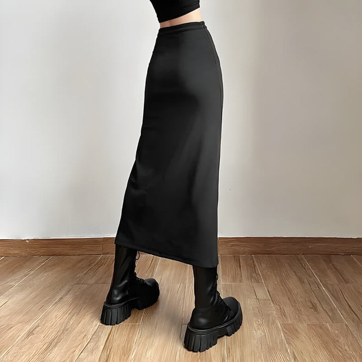 Dark Academia High Split Midi Pencil Skirt - Vedlit