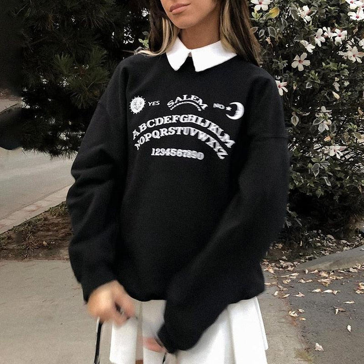 Dark Academia Letter Print Sweatshirt - Vedlit