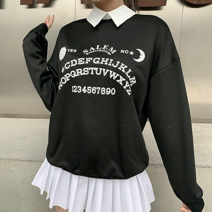 Dark Academia Letter Print Sweatshirt - Vedlit