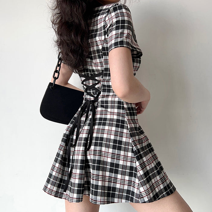 Dark Academia Plaid Dress - Vedlit