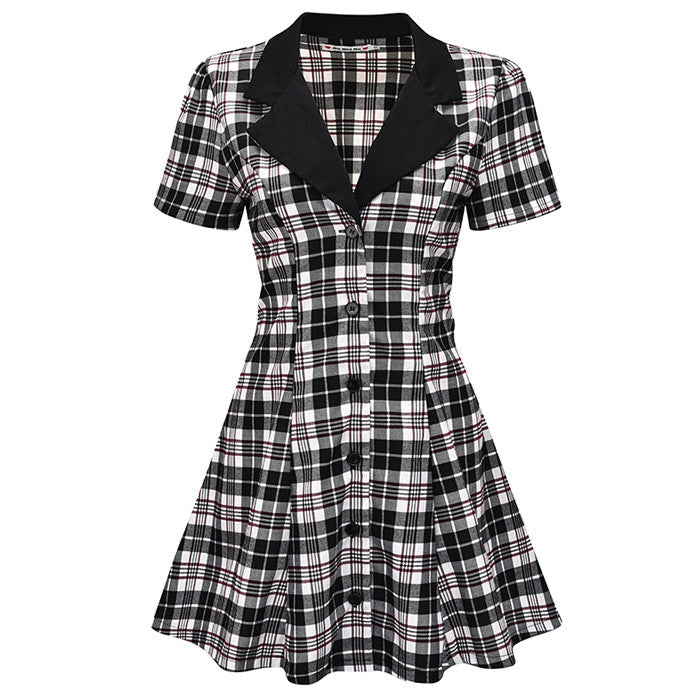 Dark Academia Plaid Dress - Vedlit