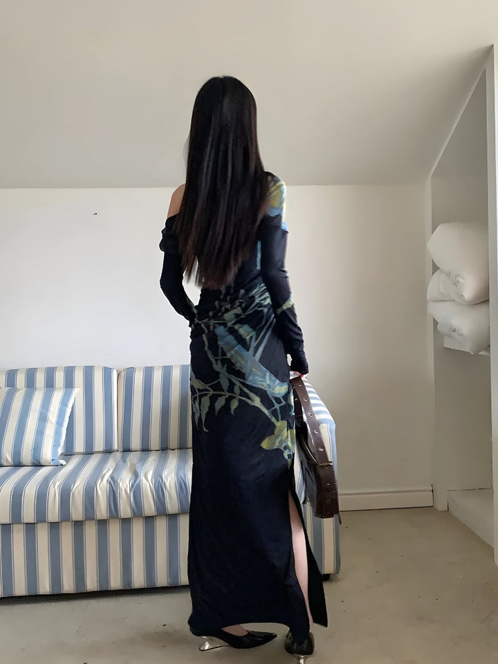 Dark Fairy One Shoulder Maxi Dress - Vedlit