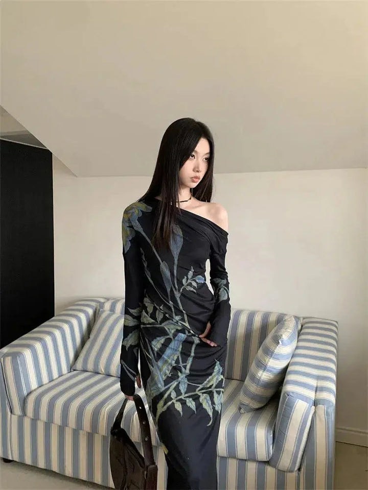Dark Fairy One Shoulder Maxi Dress - Vedlit