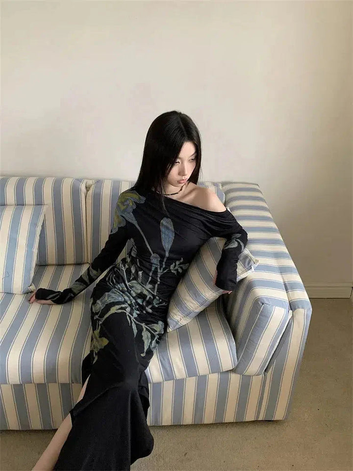 Dark Fairy One Shoulder Maxi Dress - Vedlit