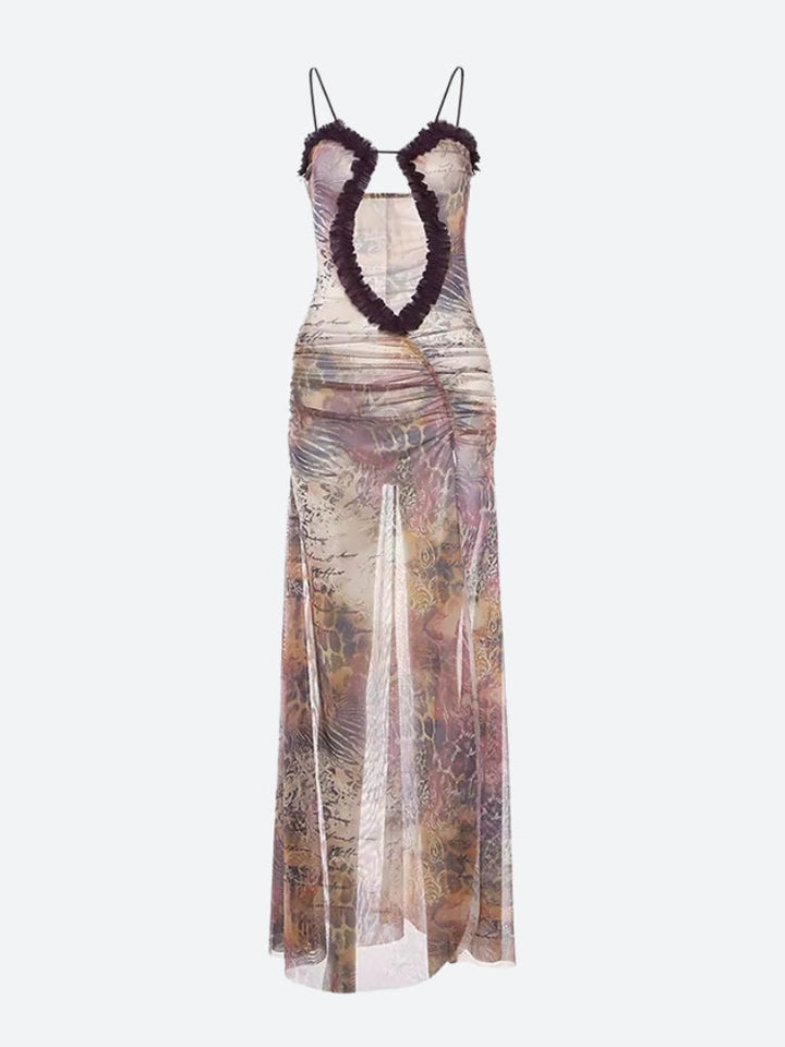 Deep Plunge Slit Maxi Dress - Vedlit