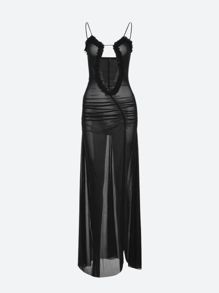 Deep Plunge Slit Maxi Dress - Vedlit