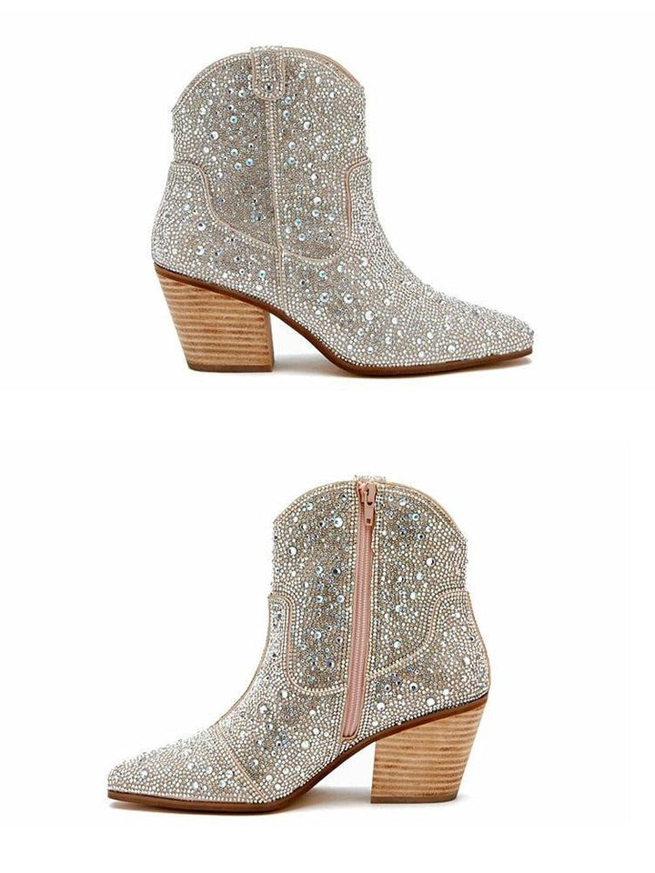 Disco Cowgirl Rhinestone Western Boots - Vedlit