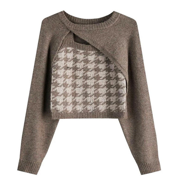 Dogtooth Check Top & Sweater Co-Ord - Vedlit