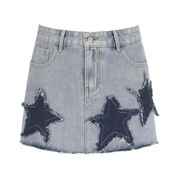 Downtown Girl Star Denim Skirt - Vedlit
