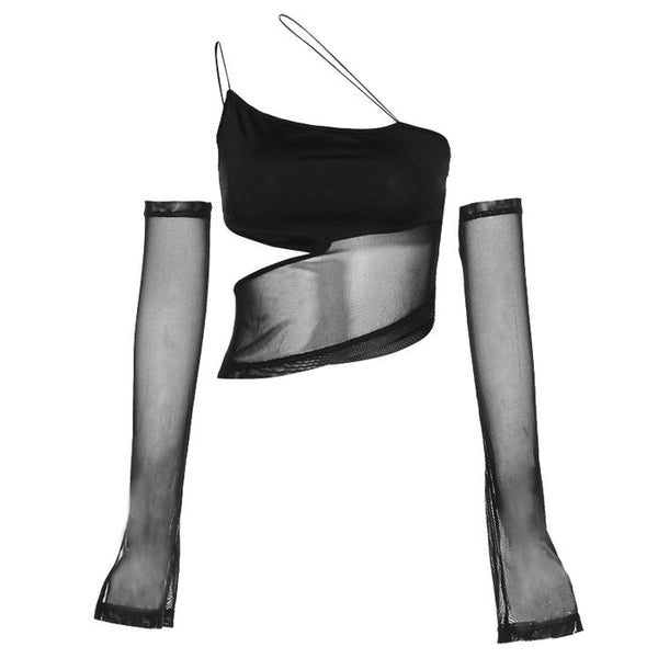 E-girl Cut Out Mesh Top - Vedlit