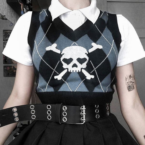 Emo Aesthetic Argyle Vest - Vedlit