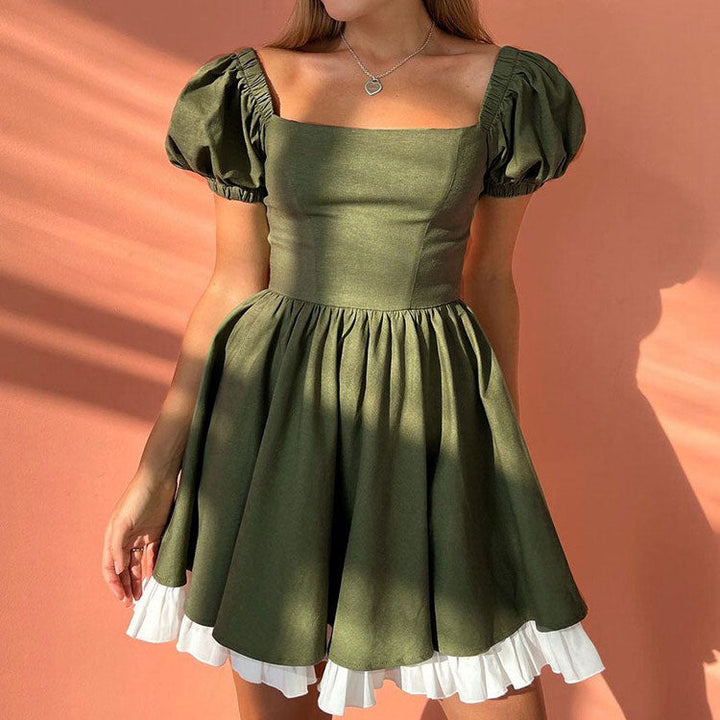 Fairycore Aesthetic Green Mini Dress - Vedlit