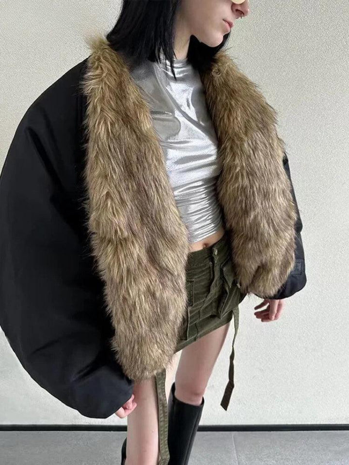 Faux Fur Puffer Jacket - Vedlit