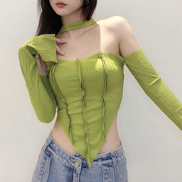 Flare Sleeved Halter Top - Vedlit