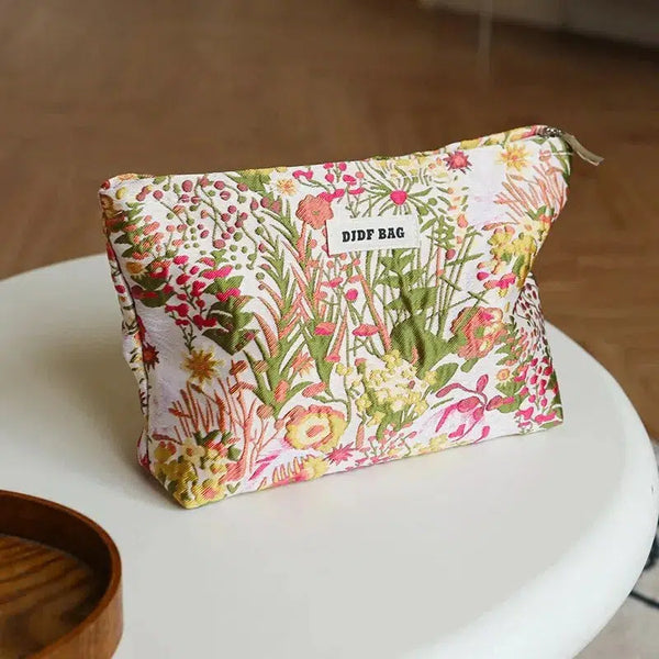 Floral Embroidered Makeup Bag - Vedlit
