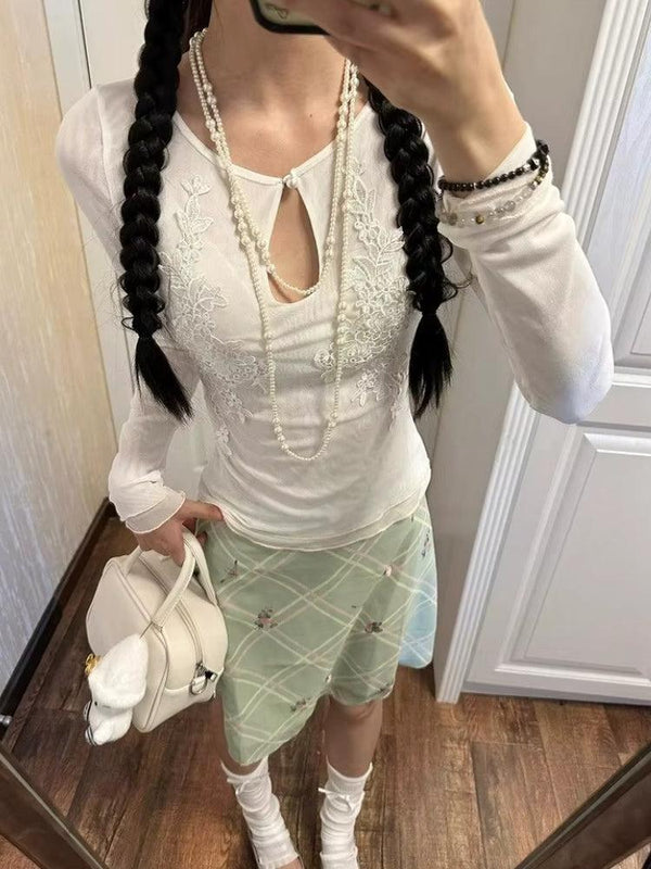 Floral Embroidered Mesh Top - Vedlit