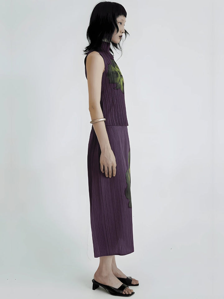 Floral Top & Midi Skirt Two Piece Set - Vedlit