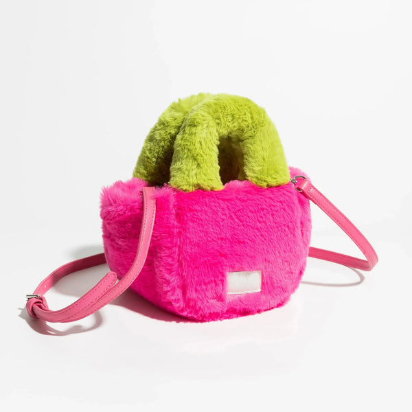 Fluffy Faux Fur Basket Handbag - Vedlit