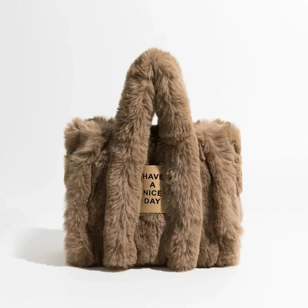 Fluffy Faux Fur Tote Bag - Vedlit