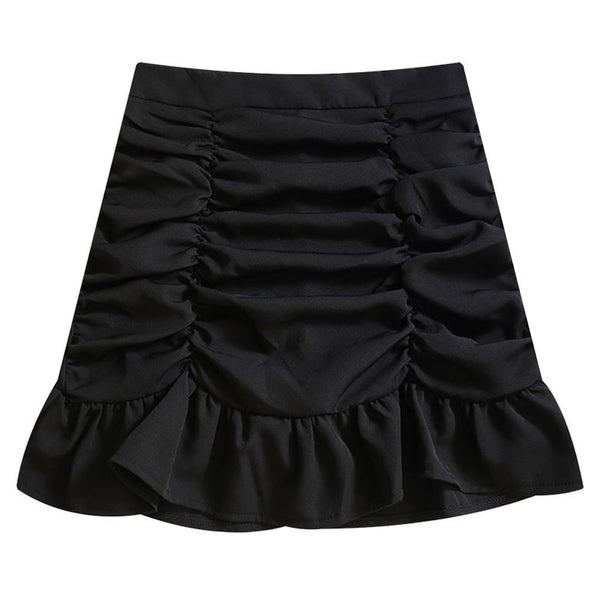 French Summer Ruched Mini Skirt - Vedlit