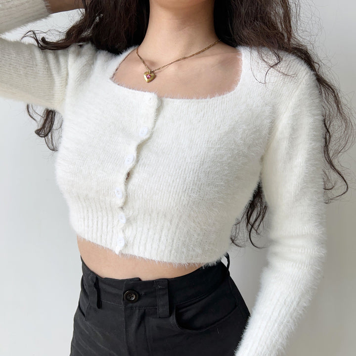 Fuzzy Cropped Cardigan - Vedlit