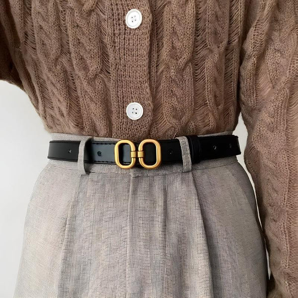 Golden Buckle Skinny Belt - Vedlit