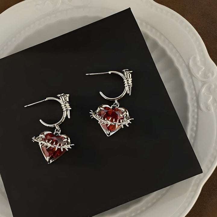 Goth Barbed Heart Earrings - Vedlit