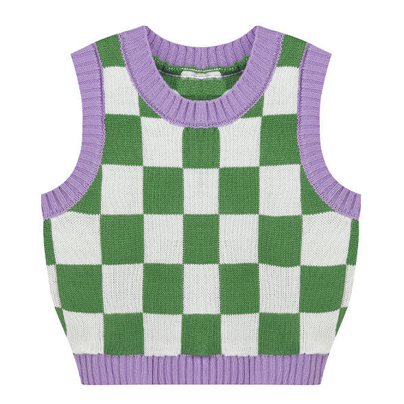 Green & Lavender Checkered Vest - Vedlit