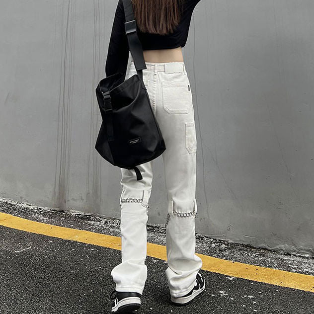 Grunge Aesthetic Chain Jeans - Vedlit