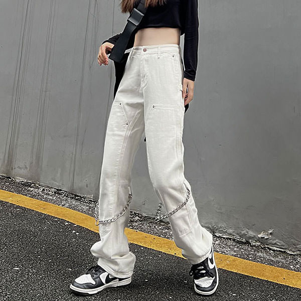 Grunge Aesthetic Chain Jeans - Vedlit