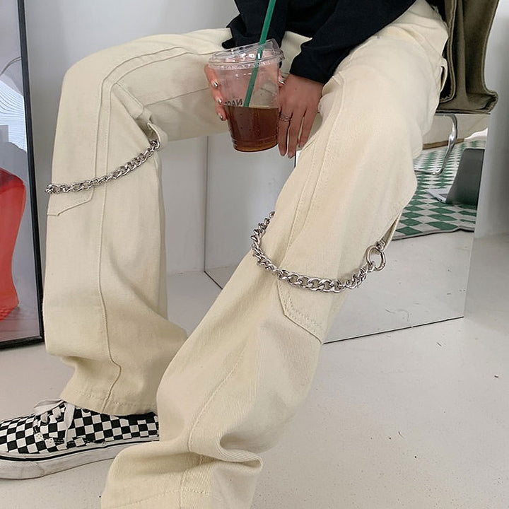 Grunge Aesthetic Chain Jeans - Vedlit