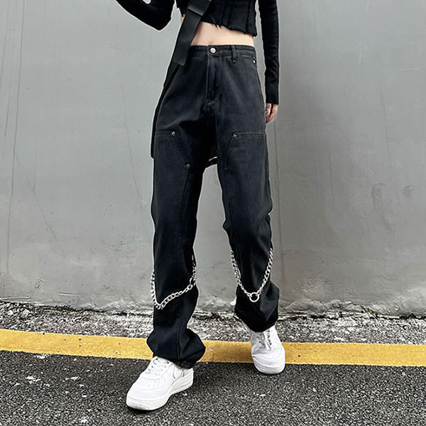 Grunge Aesthetic Chain Jeans - Vedlit