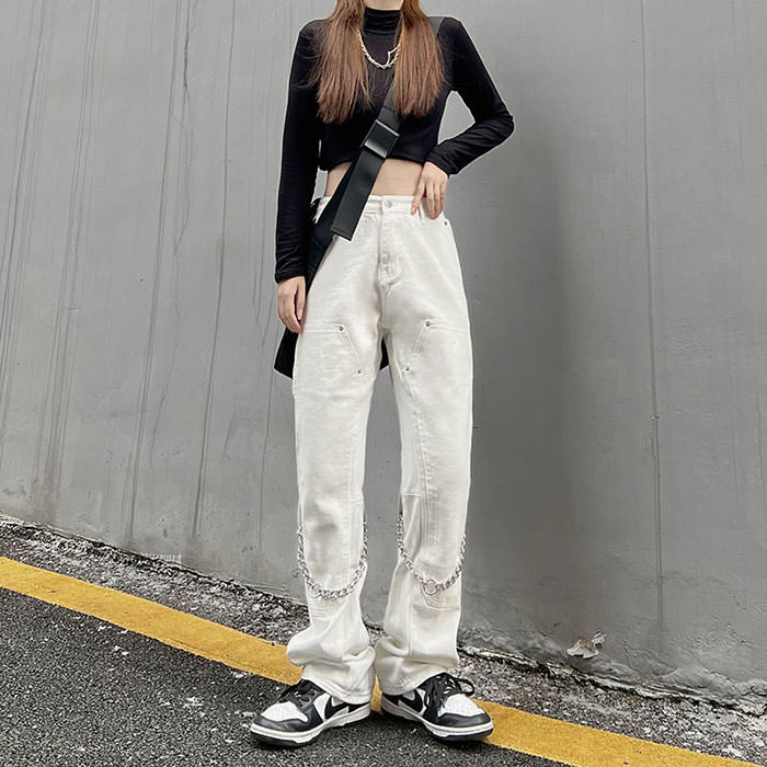 Grunge Aesthetic Chain Jeans - Vedlit
