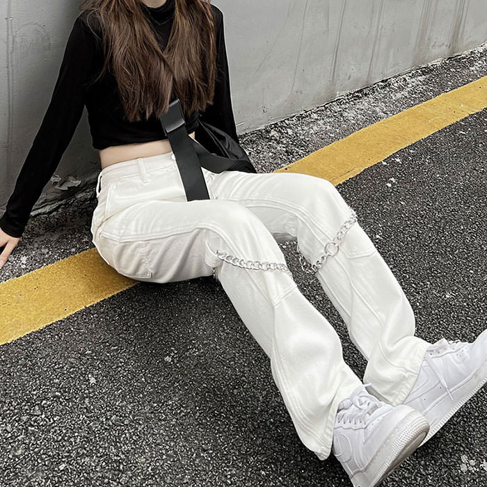 Grunge Aesthetic Chain Jeans - Vedlit