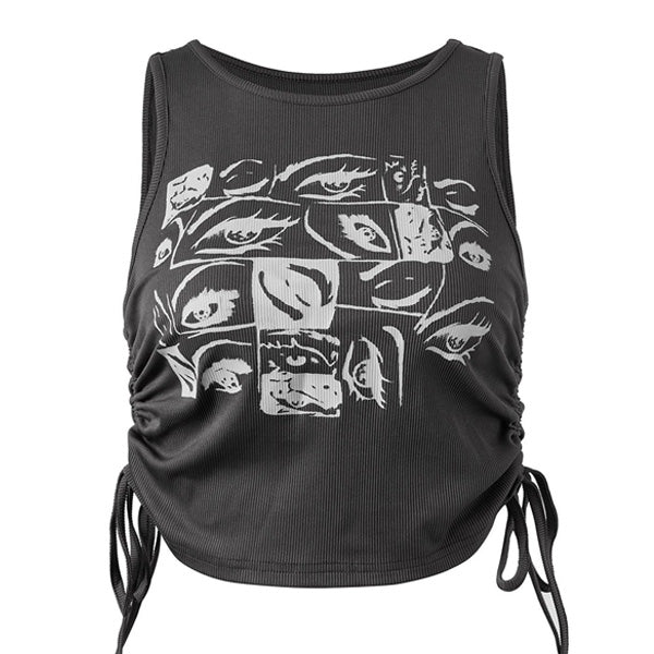 Grunge Aesthetic Eyes Print Top - Vedlit