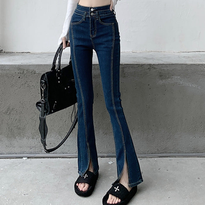 Grunge Aesthetic Flare Jeans - Vedlit